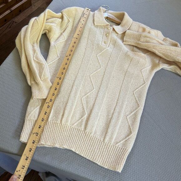 Vintage J. Christopher Medium Collared Sweater Wool Knit Cream Ivory - Picture 8 of 12